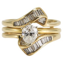 Used 14K Yellow Gold Diamond Wedding Ring Set 1.08 ct