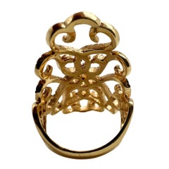 14K Yellow Gold Diamond Wide Band Ring