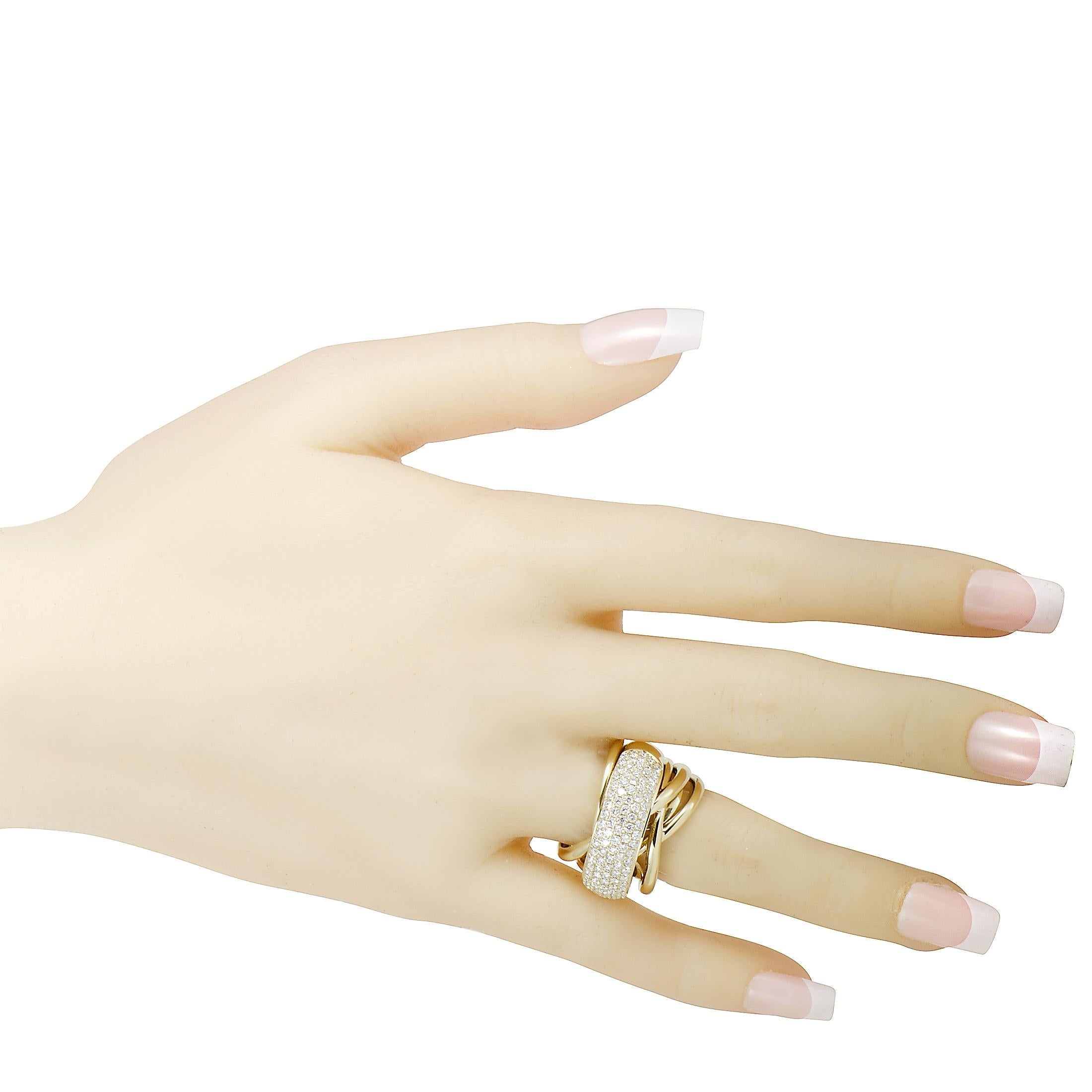 Women's 14 Karat Yellow Gold Diamond Wide Band Ring