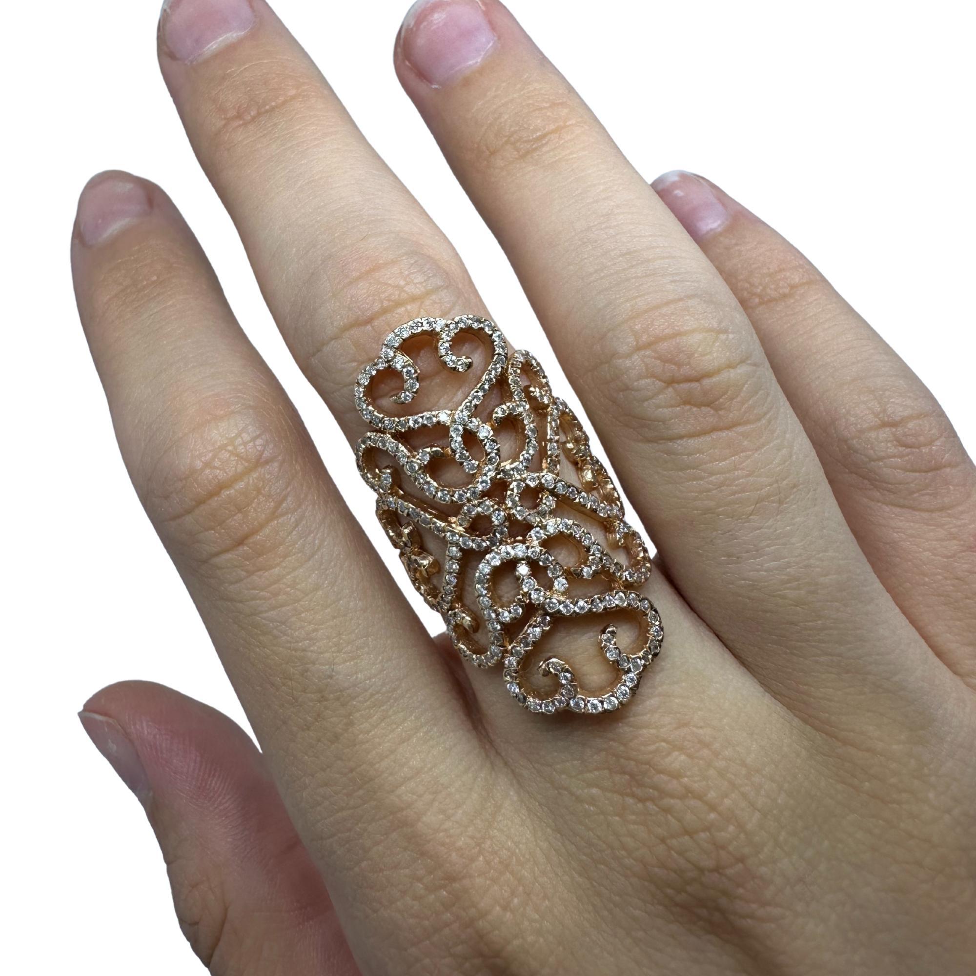 De las mujeres Anillo de oro amarillo de 14 quilates con banda ancha de diamantes en venta