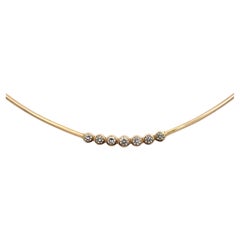14K Yellow Gold Diamond Wire Choker Necklace Minimalist Diamond Collar Modern