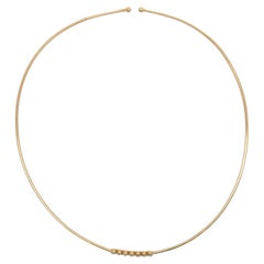 14K Yellow Gold Diamond Wire Choker Necklace Minimalist Diamond Collar Modern