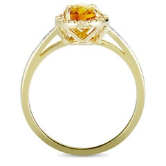 14 Karat Yellow Gold Diamonds and Citrine Oval Ring