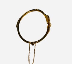 14k Yellow Gold Diamonds and Pearls Bangle