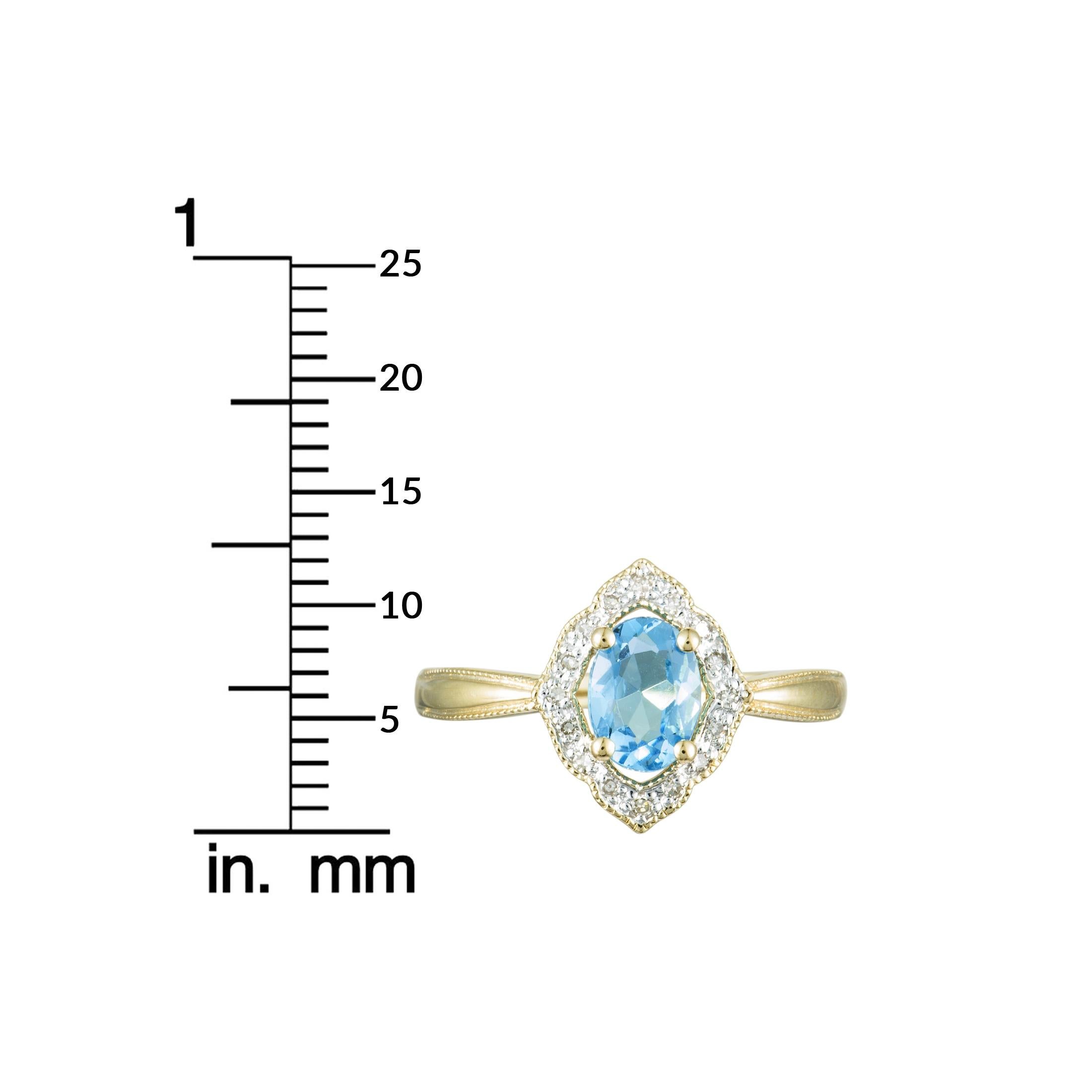 14 Karat Yellow Gold Diamonds and Topaz Small Ring 2