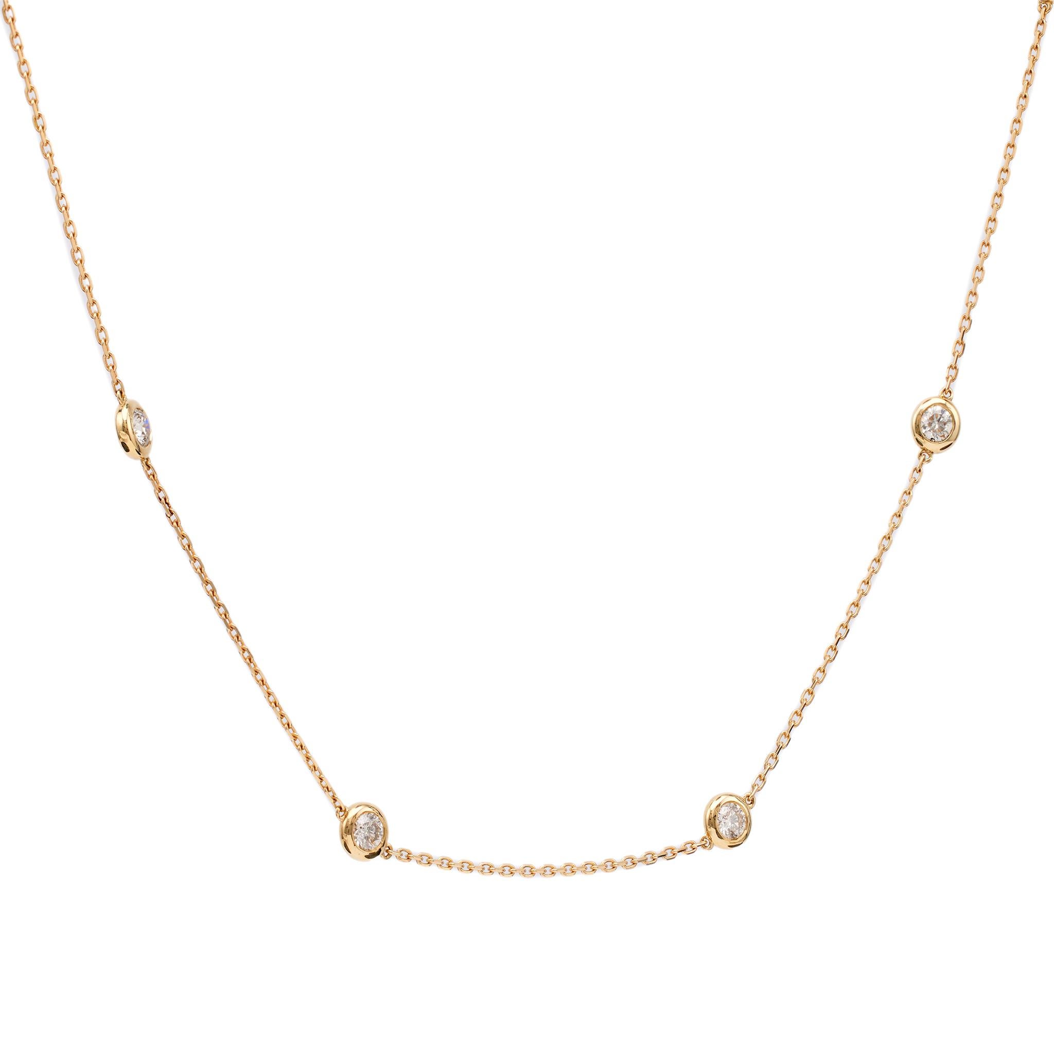 14k Gelbgold Diamanten By The Yard Halskette für Damen oder Herren im Angebot
