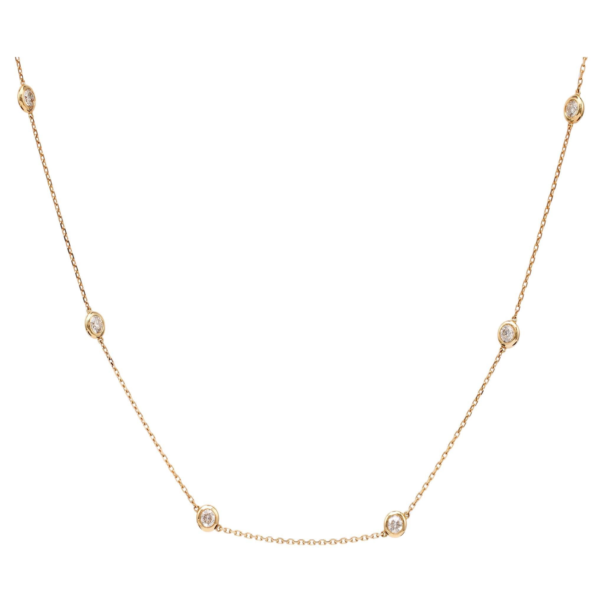 14k Yellow Gold Diamonds By The Yard Necklace For Sale