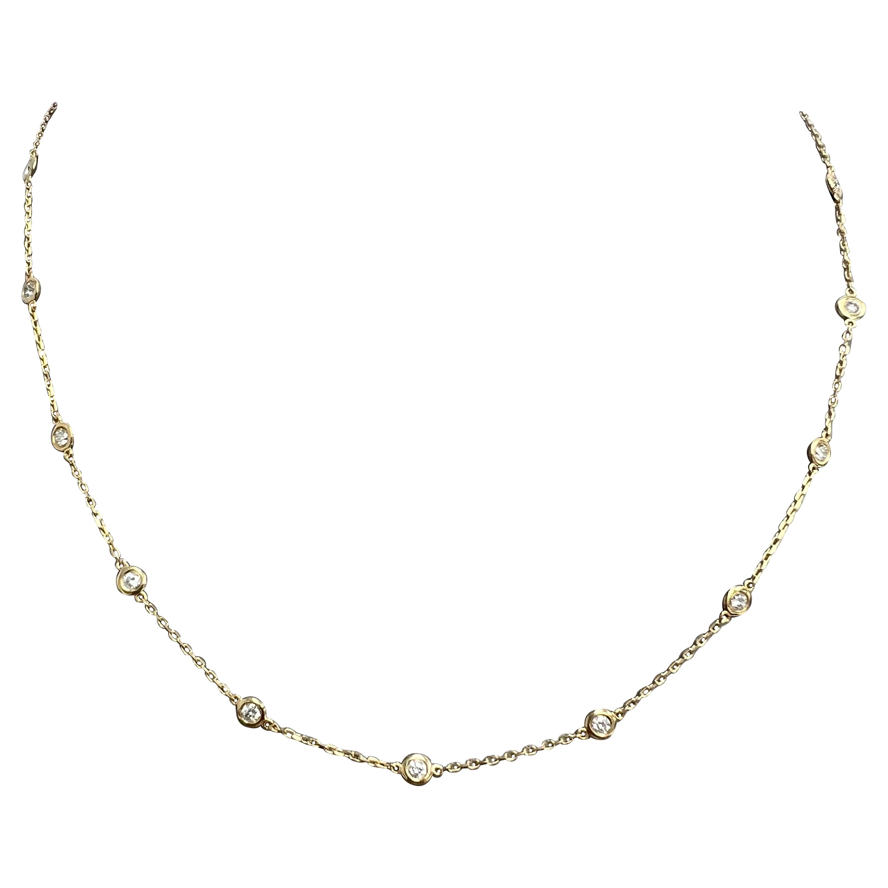 14K Gelbgold Diamanten pro Meter Halskette mit 16 natürlichen Diamanten im Vollschliff - 1 Karat
Die edelste und nützlichste Gold- und Diamantenkette auf dem heutigen Markt.
Natürliche Vollschliff-Diamanten 
14K Gelbgold
Anzahl der Diamanten: