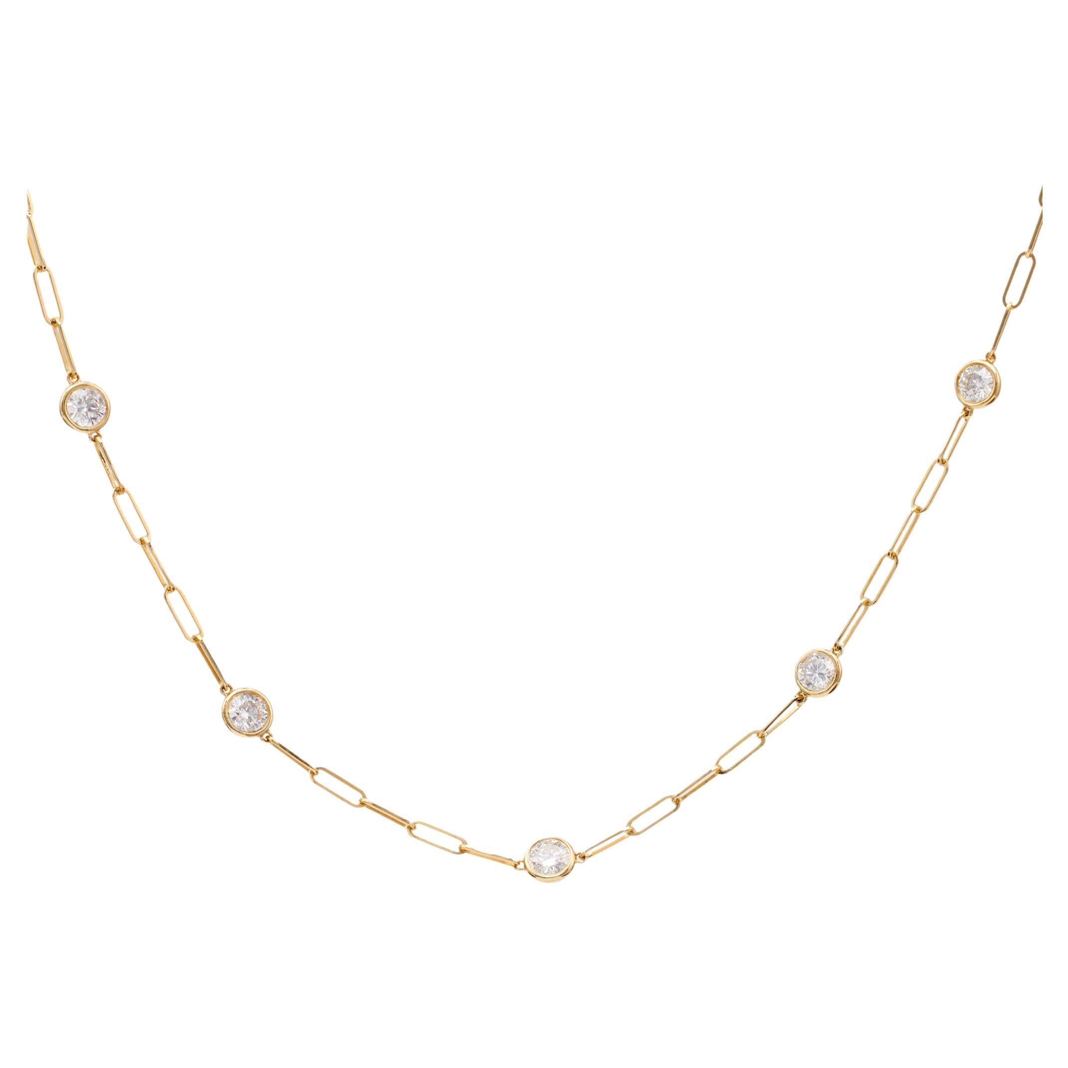 14k Yellow Gold Diamonds By The Yard Paperclip Necklace