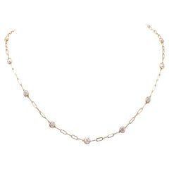 Collana Paperclip in oro giallo 14k con diamanti in fila
