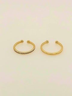 14 Karat Yellow Gold and Diamonds Faux Cartilage Hoop Earring Set