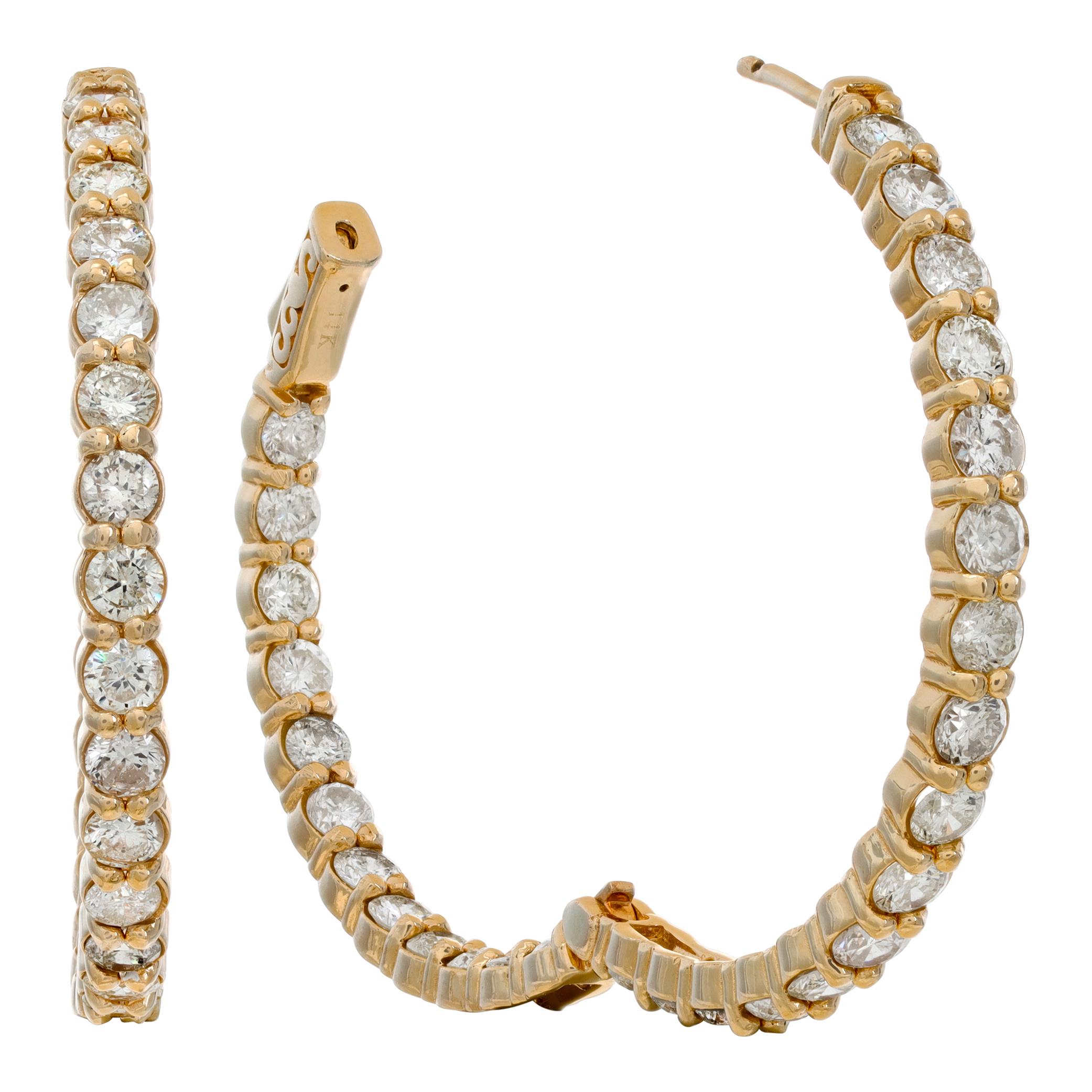 Boucles d'oreilles en or jaune 14 carats et diamants Pour femmes en vente