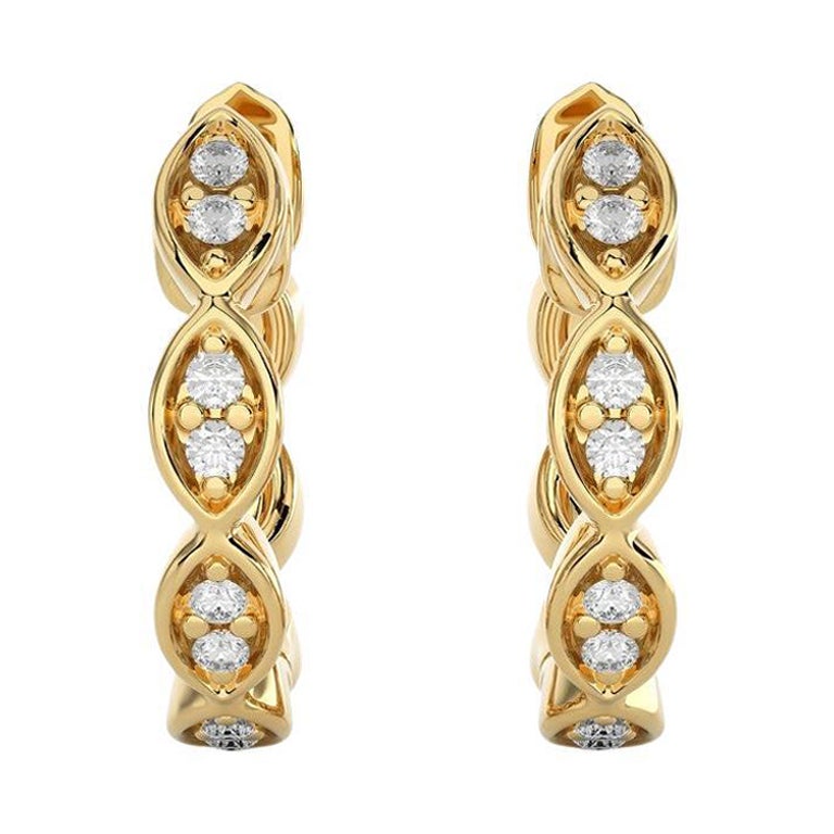 Pendiente Huggie Diamantes Oro Amarillo 14K -0.07 CTW