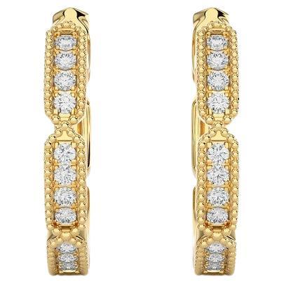 14K Yellow Gold Diamonds Huggie Earring -0.13 CTW For Sale