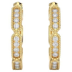 14K Yellow Gold Diamonds Huggie Earring -0.13 CTW