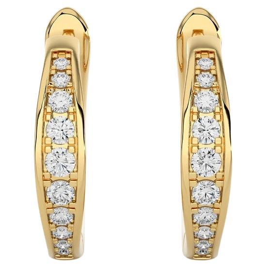 14K Yellow Gold Diamonds Huggie Earring -0.15 CTW For Sale