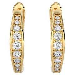 14K Yellow Gold Diamonds Huggie Earring -0.15 CTW