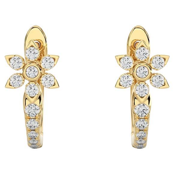 14K Yellow  Gold Diamonds Huggie Earring -0.35 CTW For Sale