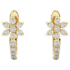 14K Yellow  Gold Diamonds Huggie Earring -0.35 CTW