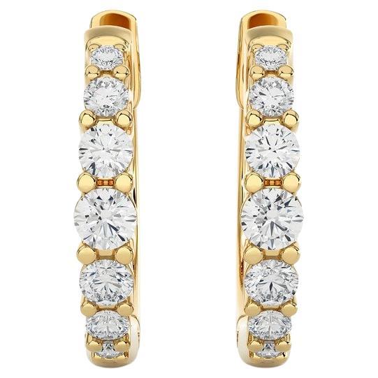 14K Yellow Gold Diamonds Huggie Earring -0.35 CTW For Sale