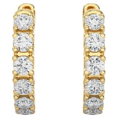 14K Yellow Gold Diamonds Huggie Earring -0.46 CTW For Sale