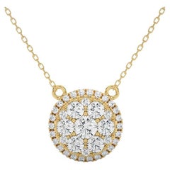 Collier grappe ronde Moonlight en or jaune 14 carats avec diamants (1 ct. pt.)