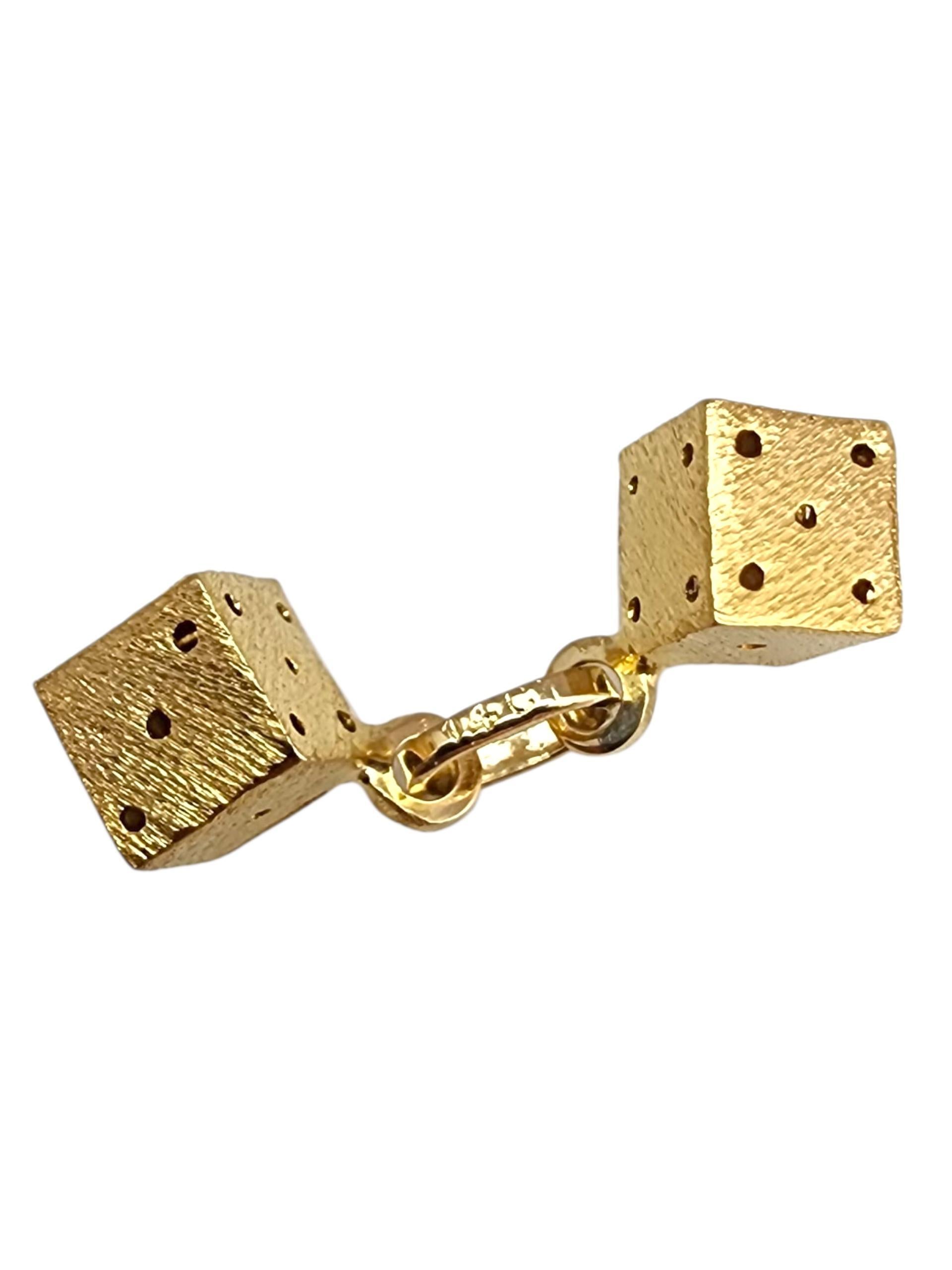 14K Yellow Gold Dice Charm #22742 For Sale 2