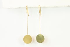 14K Yellow Gold Disc Drop Earrings