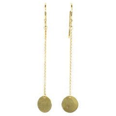 14K Yellow Gold Disc Drop Earrings