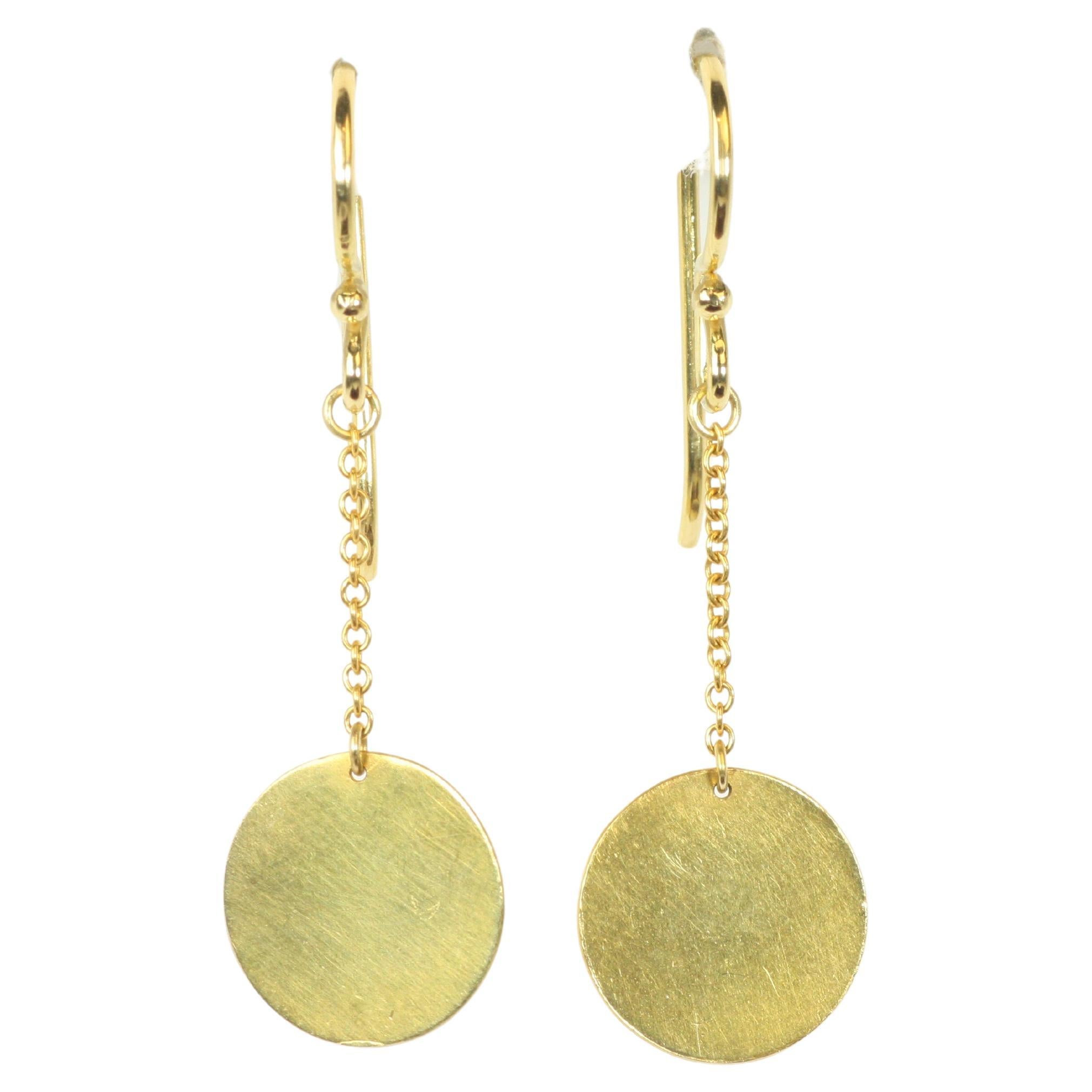 Pendientes Gota Disco Oro Amarillo 14K en venta