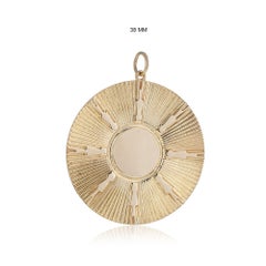 14k Yellow Gold Disc Medallion Pendant Statement Art Deco Jewelry Vintage