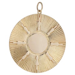 14k Yellow Gold Disc Medallion Pendant Statement Art Deco Jewelry Vintage