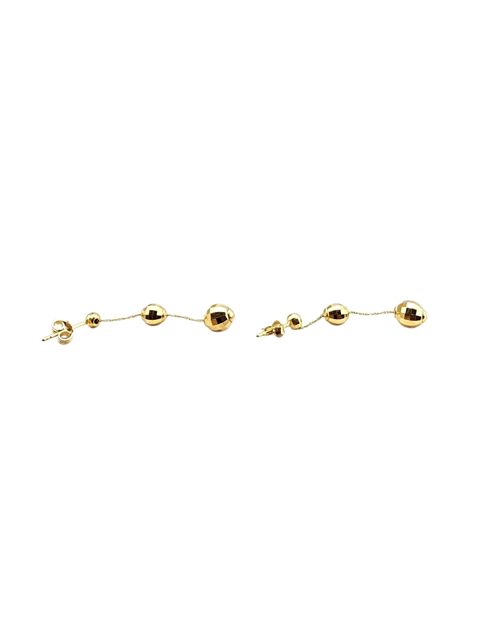 14K Yellow Gold Disco Ball Dangle Earrings #22695 In Good Condition For Sale In Washington Depot, CT
