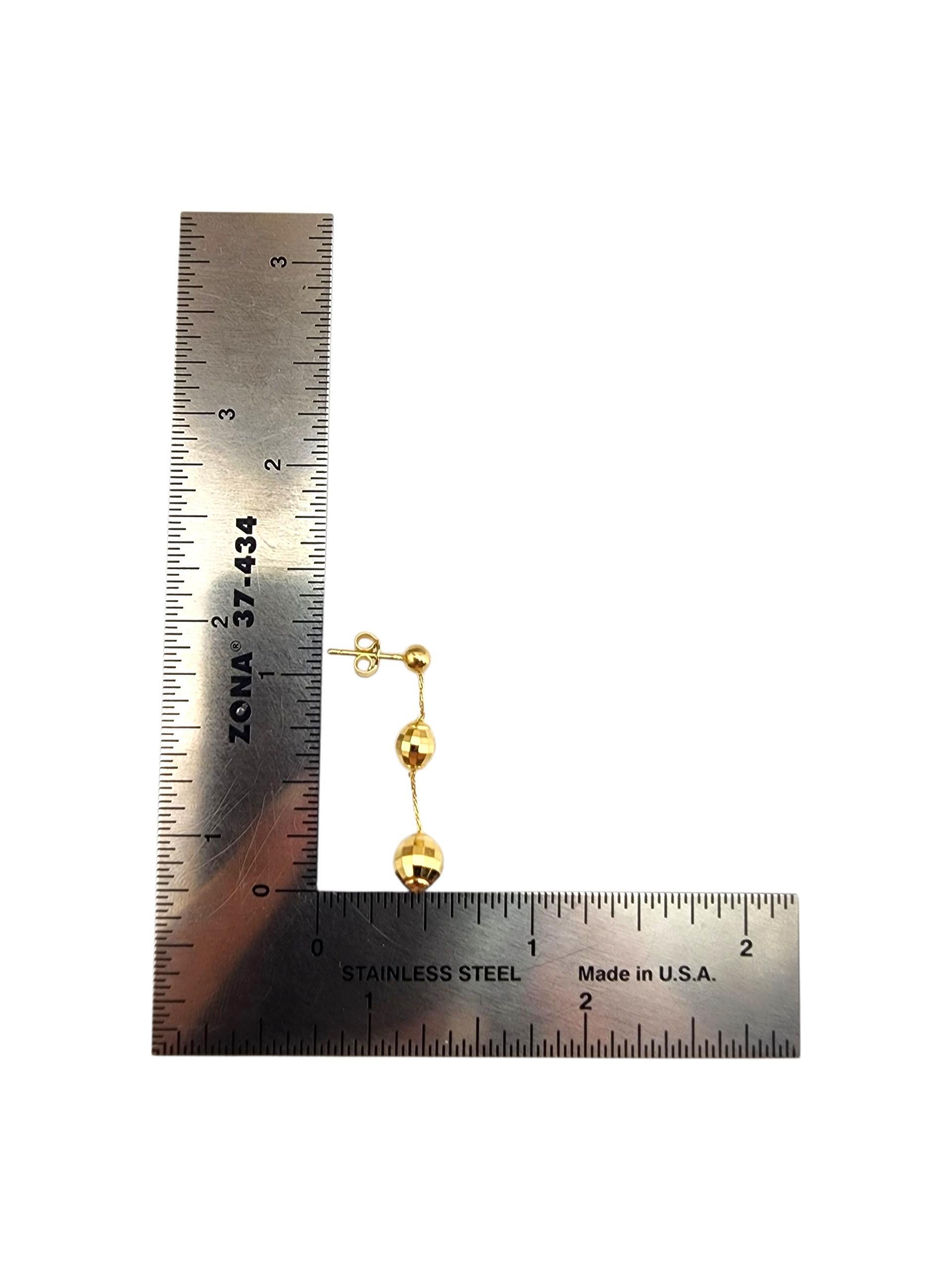 14K Yellow Gold Disco Ball Dangle Earrings #22695 For Sale 2