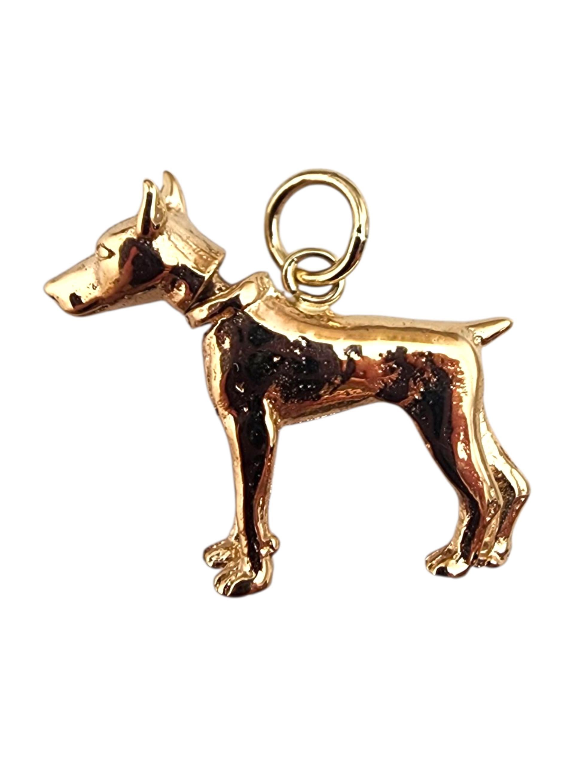 Charm en or jaune 14K avec tête de chien Doberman Pincher #22362 en vente 7