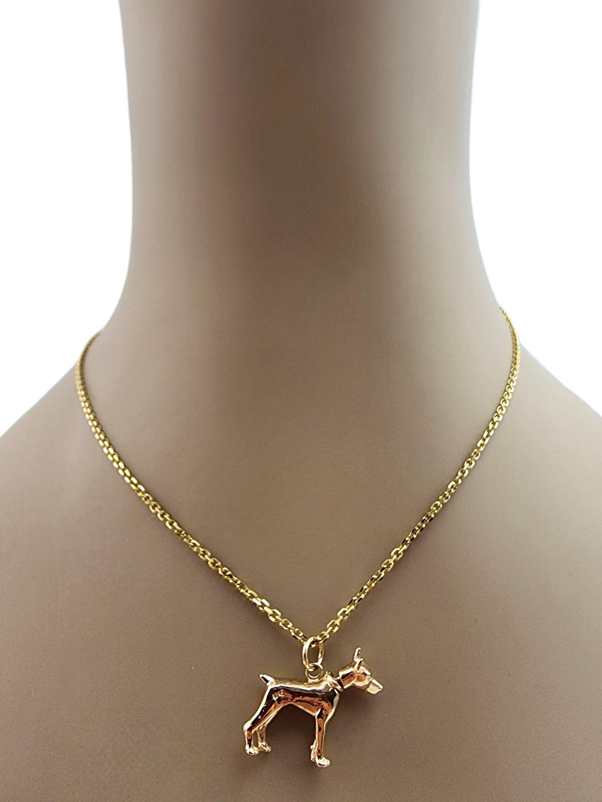Charm en or jaune 14K pour chien Doberman Pincher -

Cette breloque de doberman pincher en or jaune 14 carats capture l'esprit loyal du meilleur ami de l'homme avec un design finement détaillé et une finition polie. Parfait pour les amoureux des
