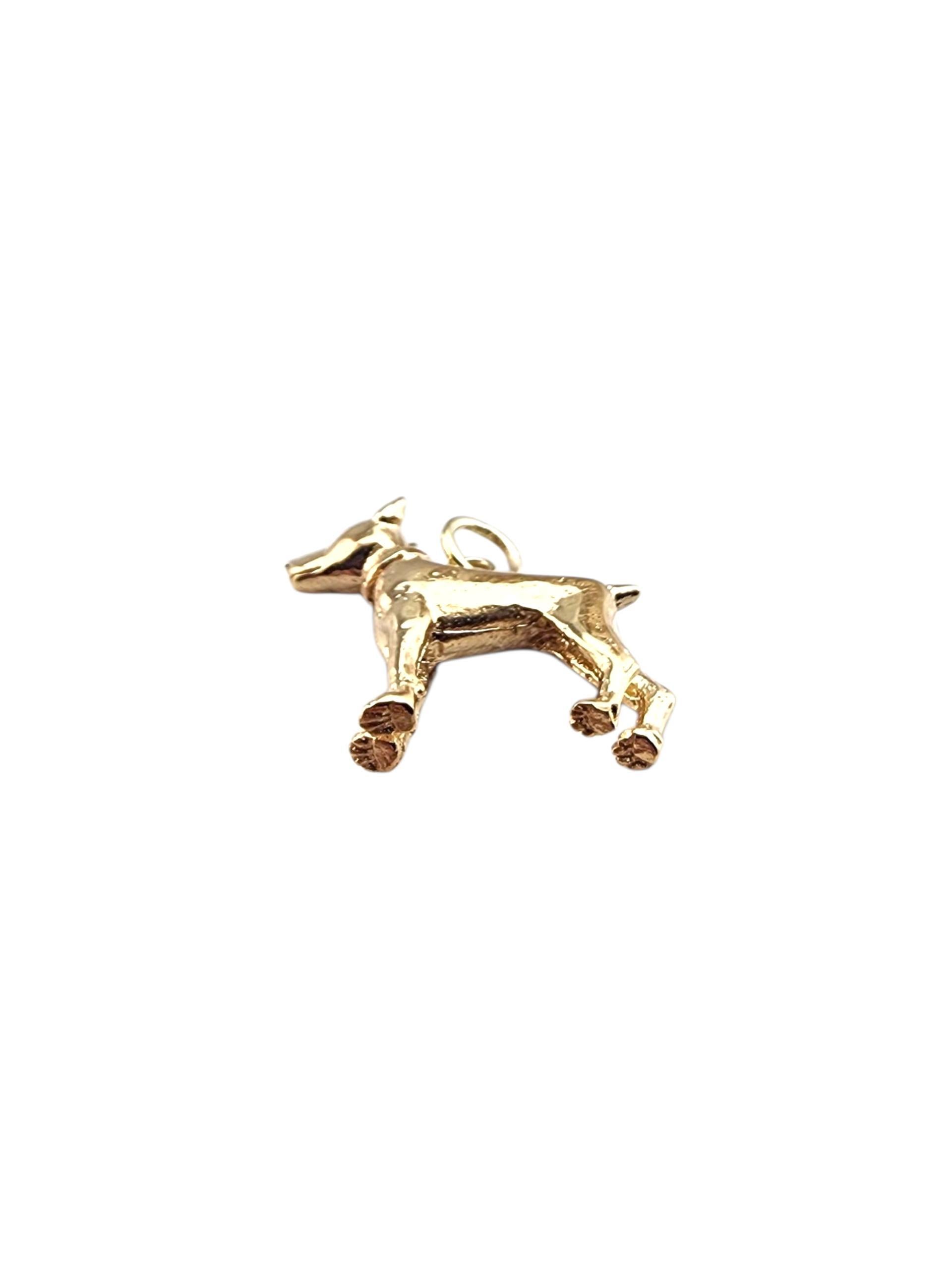 Charm en or jaune 14K avec tête de chien Doberman Pincher #22362 en vente 3