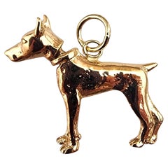 14K Yellow Gold Doberman Pincher Bobble Head Dog Charm #22362