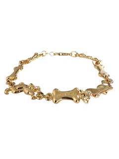 14K Yellow Gold Dog and Milk Bone Charm Bracelet #25535