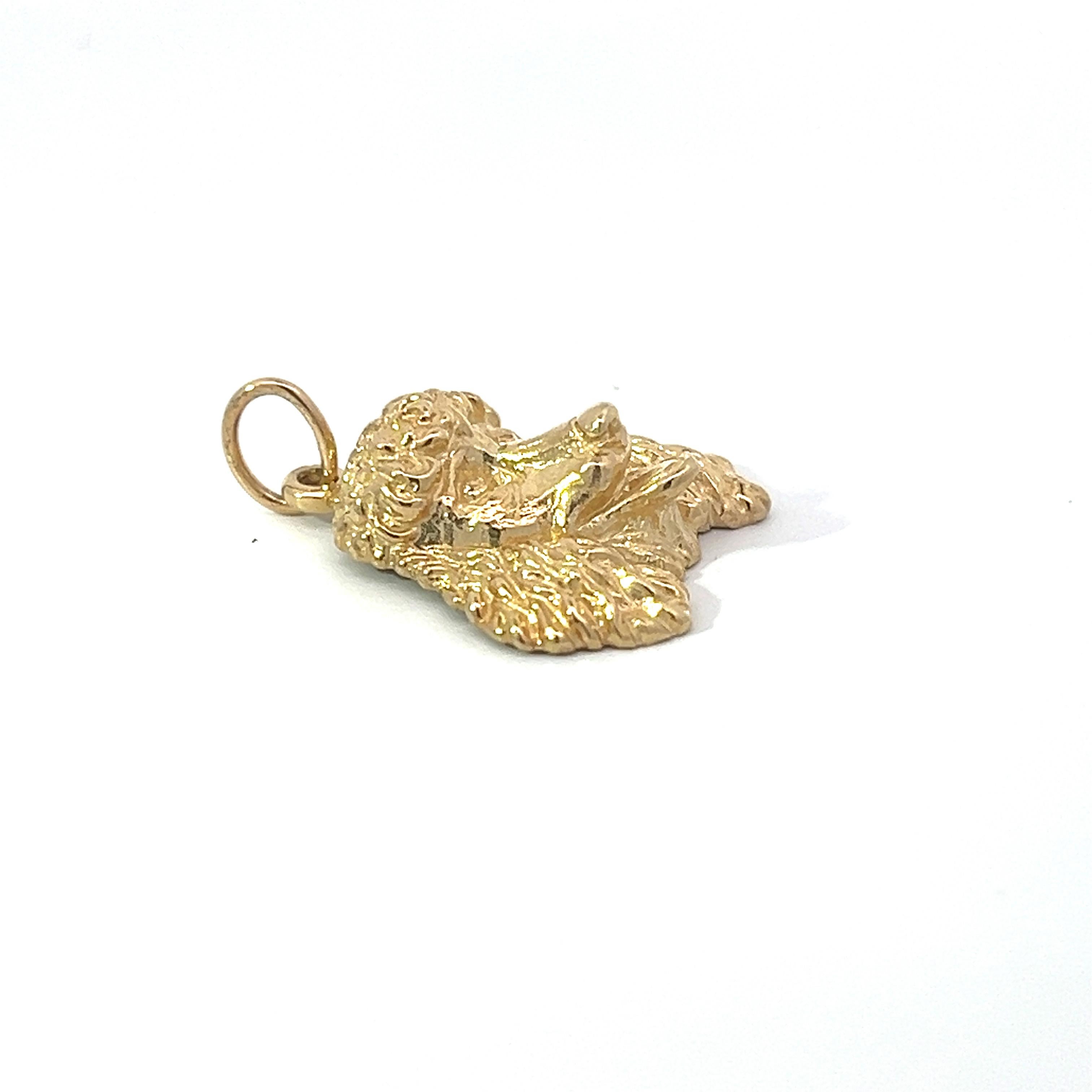 14k Yellow Gold Dog Charm Puddle In New Condition For Sale In New York, NY