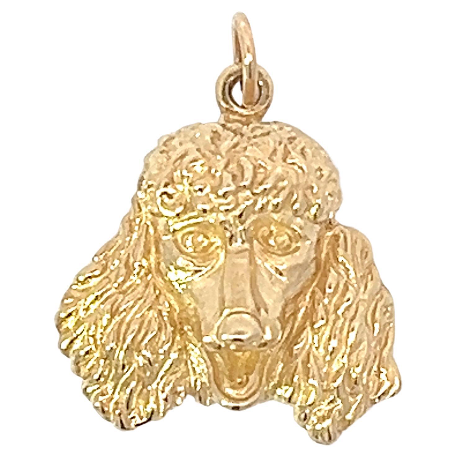 14k Yellow Gold Dog Charm Puddle For Sale