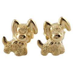 14K Yellow Gold Dog Stud Earrings #18172