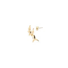 14K Yellow Gold Dolphin Diamond Earrings