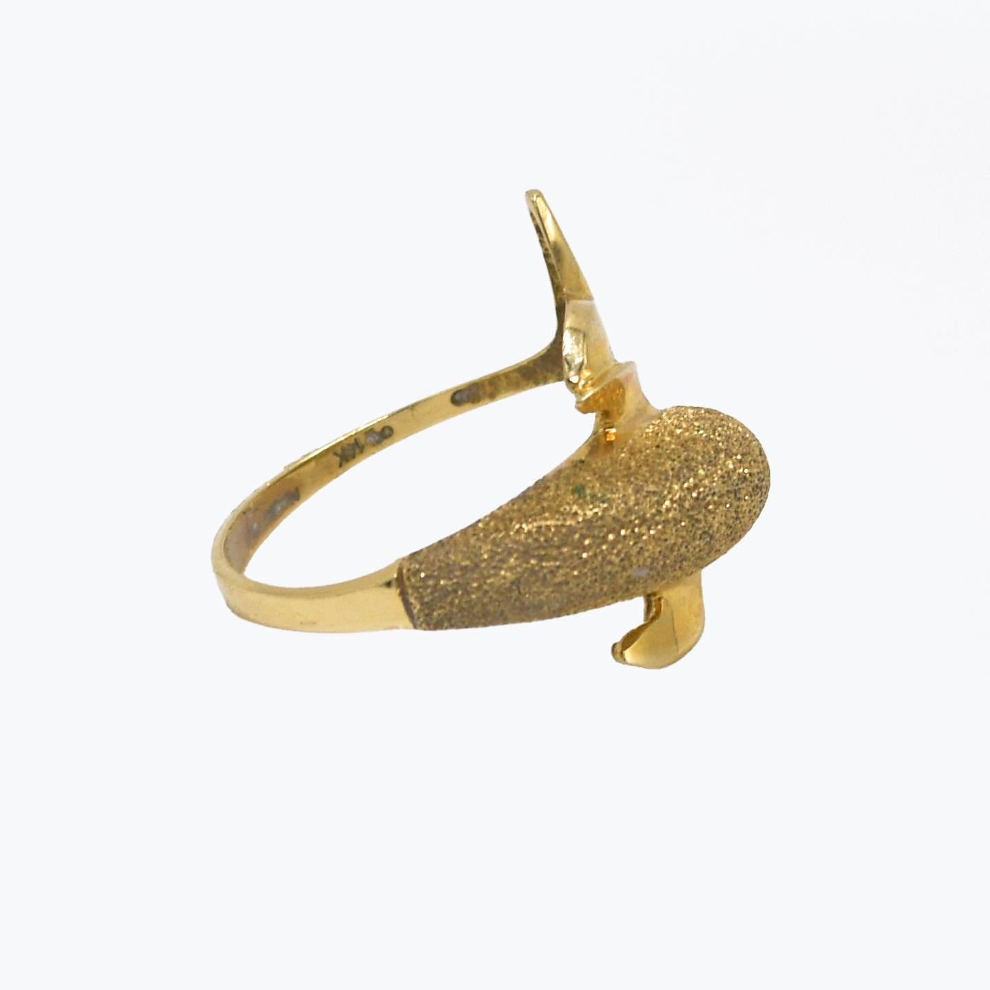 Women's or Men's 14k Yellow Gold Dolphin Ring 3.8g For Sale