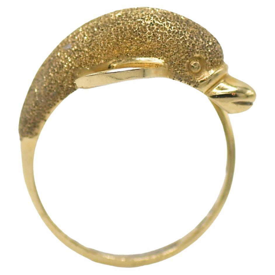 14k Yellow Gold Dolphin Ring 3.8g For Sale