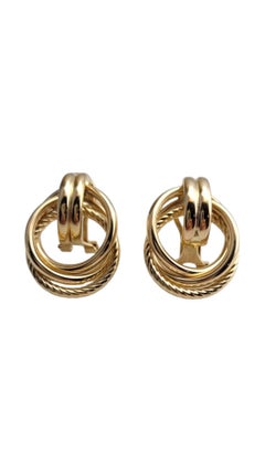 14K Yellow Gold Door Knocker Omega Back Earrings #21081