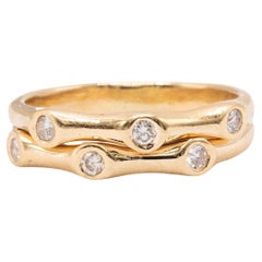 14k Yellow Gold Double Bamboo Diamond Band