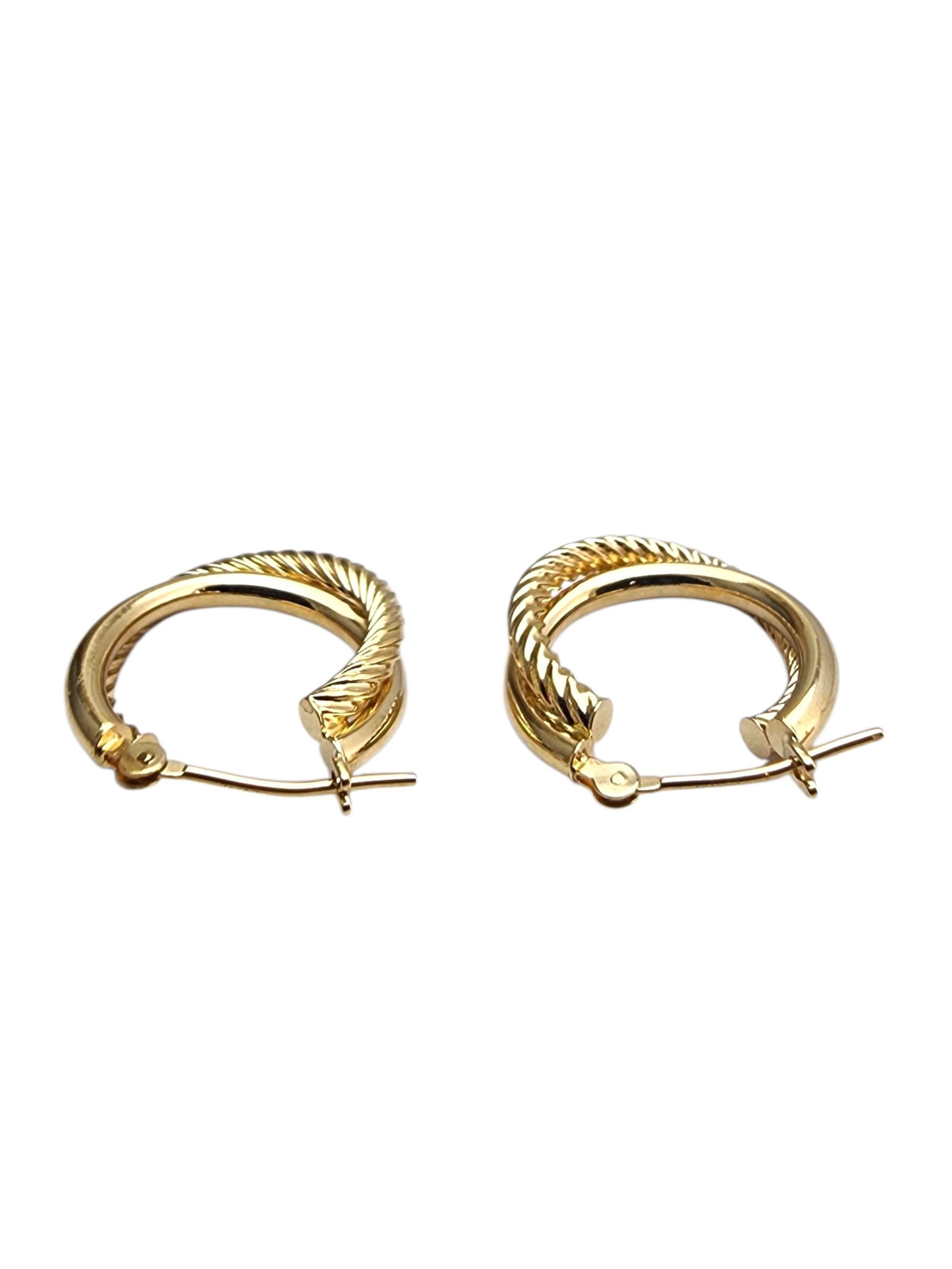 Donna Orecchini a cerchio con doppio cavo in oro giallo 14K #22849 in vendita