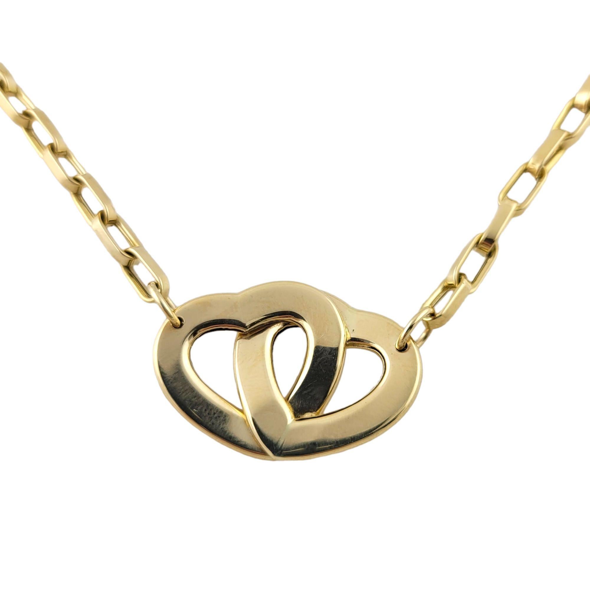 14k Yellow Gold Double Heart Chain Necklace In Good Condition For Sale In Washington Depot, CT