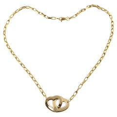 14k Yellow Gold Double Heart Chain Necklace